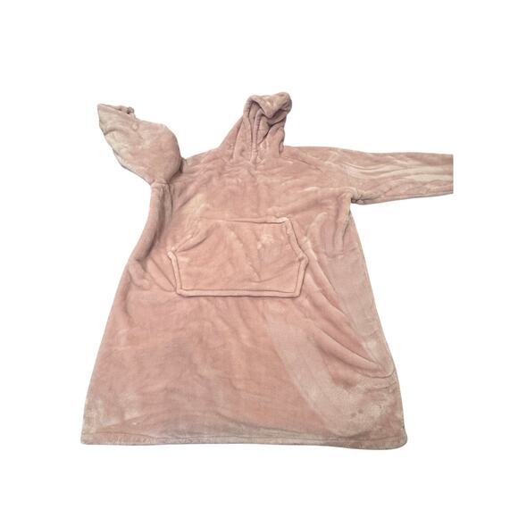 Wearable Blanket Fleece Pink Sweatshirt Cozy Giant Hoodie Pocket Adult One Size - Picture 5 of 9